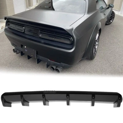 Rear Bumper Diffuser Lip Splitter Shark Fins Glossy For Dodge Challenger 2008-23 Foto 1 de 4