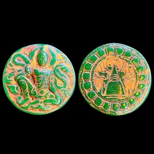 Phra Jatukam Ramathep jade Wat Phra Mahathat Thai amulet Old Rare good luck 1 - Picture 1 of 6
