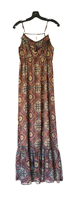 Eyelash Couture Womens Maxi Dress S Empire Waist Peplum Prairie Boho Festival - Image 1 of 4