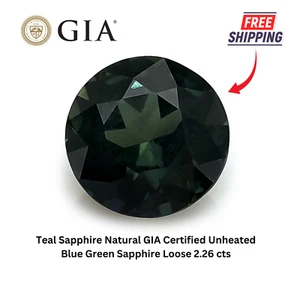 Türkisfarbener Saphir natürlicher GIA-zertifizierter unbeheizter blau-grüner Saphir lose 2,26 cts - Bild 1 von 6