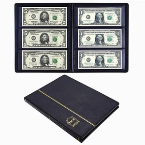 Leder 60 Taschen Dollar Schein Halter für Sammler Papier Geld Album Curren... - Bild 1 von 7