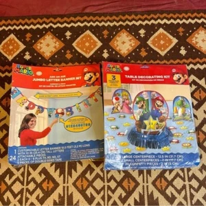 2017 Nintendo Super Mario Birthday Party Centerpiece and Banner Set - Picture 1 of 6