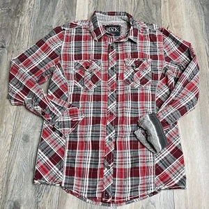 Mens - BUCKLE BLACK shirt - M - SLIM FIT - PLAID - ACCENT STITCH - Flip Cuff - Picture 1 of 11