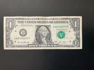 2013 $1 DOLLAR BILL D89729072F Different Color INK Serial number - Picture 1 of 5