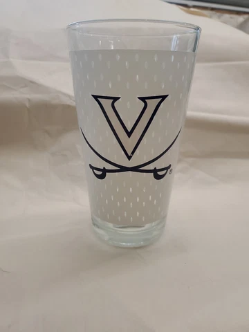 University Of Virginia / UVA ~  Glass Tumbler ~ Licensed White and Blue Set of 8 Cover