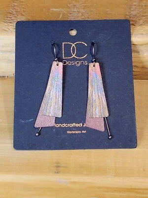 Pendientes de cobre artesanales DC Designs nuevos con etiquetas perforados otoño árboles rojos estampado de naturaleza Foto 1 de 4