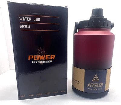 Arslo Insulated 1 Gallon Water Jug W/ Handle Insulated 128oz Red & Blk NEW