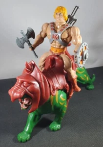 He-Man & Battle Cat Action Figures, Complete - 1980's MOTU Collection, Taiwan - Picture 1 of 20
