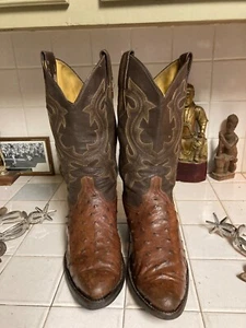 RANCH HAND TRAIL BOSS FULL QUILL OSTRICH WESTERN COWBOY DANCE RODEO BOOTS 9 C - Picture 1 of 21