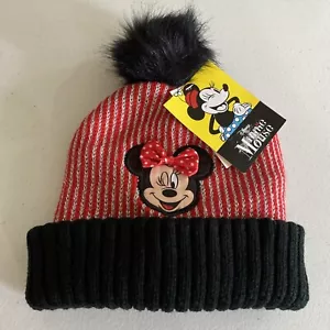 Disney Minnie Mouse Little Girls Beanie One Size Fits Most, Red/Black - Picture 1 of 7
