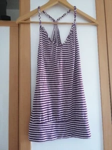 Damen Top weiß-lila gestreift H&M Größe 36/S Neckholder Ärmellos - Bild 1 von 2