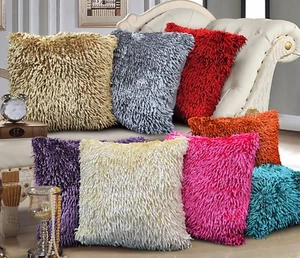 Luxury Shaggy Chenille Woven Cushion Cover Suede Back Scatter Decorative Pillow - Picture 1 of 16