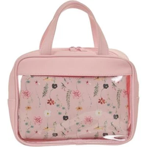Conjunto de estuche de bolsa de maquillaje portátil de viaje bolsas de cosméticos para artículos de tocador mujeres rosa floral 2 piezas - Imagen 1 de 3