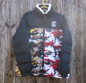 Karl Kani Puffer Jacket Multicolor Camo Mens 2XL Winter Streetwear Y2K Hip Hop - Picture 1 of 10
