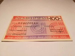 Miniassegno Il Credito Italiano - 100 L. - Unione del commercianti Venezia - Foto 1 di 2