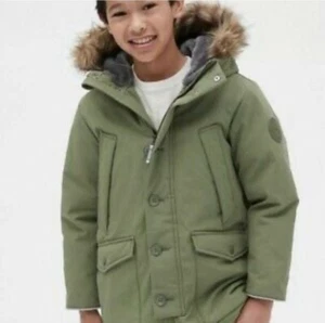 Gap ColdControl Ultra Max Parka Fax Fur Hood Winter Coat in Green, Size 5 - Picture 1 of 9