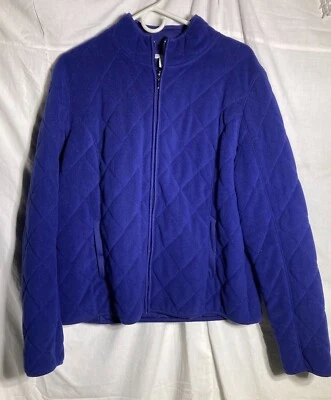 Vntg Charter Club Quilted 100% Polyester Zip Solid Fleece Dress Jacket Women's L - Image 1 of 3