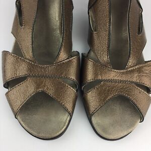 Arche Bronze Leather Dress Heel Sandals Size EU 41 Comfort Sling Back 10