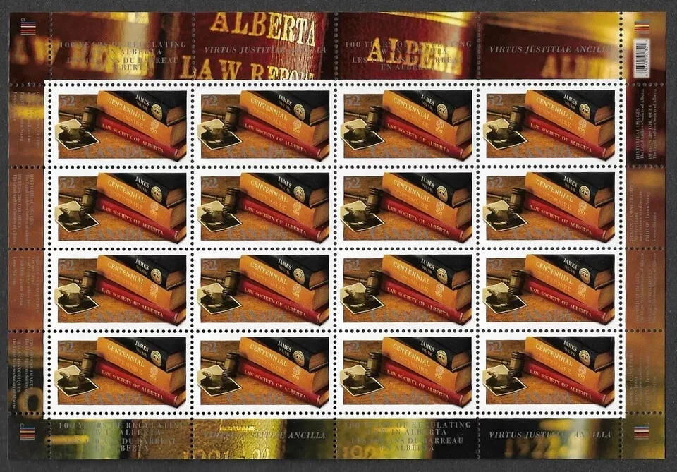Canada - Scott 2228 - Full Pane of 16 Stamps - Law Society of Alberta - MNH - Image 1 of 1