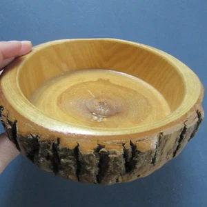 8" rustic wooden nut bowl with felt bottom - Picture 1 of 5