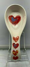 Red Blue Heart Valentine Day Spoon Rest  New NWT  11" Maxcera