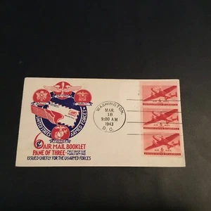 FDC 1943 #C25a STAEHLE THERMOGRAPHY CACHET WITH 3 6 CENT Stamps USA  - Bild 1 von 2