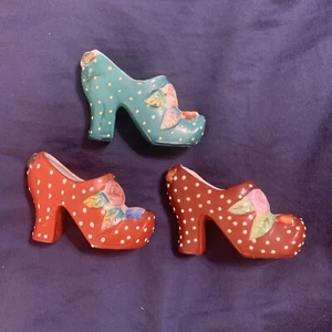 Juego De Colección De 3 Estatuillas Zapatos De Tacón Alto De Cerámica Para Mujer Hechos En Japón - Imagen 1 de 5