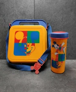 Vintage Disney Tupperware Micky Mouse Maus Lunchbox Brotdose Mit Trinkbecher - Imagen 1 de 12