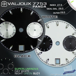 DIAL MOVEMENT ETA VALJOUX 7753 "PANDA", Ø 29.5 mm WHITE  or BLACK, SLC1 - Picture 1 of 6