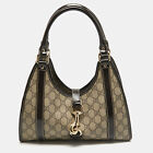 Gucci Brown GG Supreme Canvas and Patent Leather Bardot Joy Bag