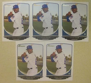 (5) LOTE DE TARJETAS DE NOVATO JORGE SOLER 2013 BOWMAN DRAFT TOP PROSPECT #TP9 CHICAGO CUBS - Imagen 1 de 1
