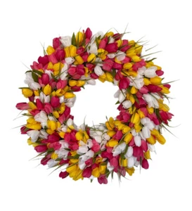 NEW Tulips, Spring, Summer, Easter, Hanging Wreath, Wall/Door, Indoor/Outdoor - Picture 1 of 6