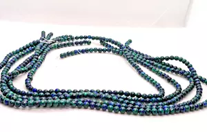 Lot of 5 16 inch Bead Strands 4mm Natural Azurite Malachite Round Jewelry - Picture 1 of 14