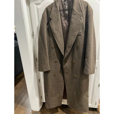 Vintage Christian Dior Monsieur Wool Overcoat Brown 50” Chest Double Breasted - Image 1 of 4