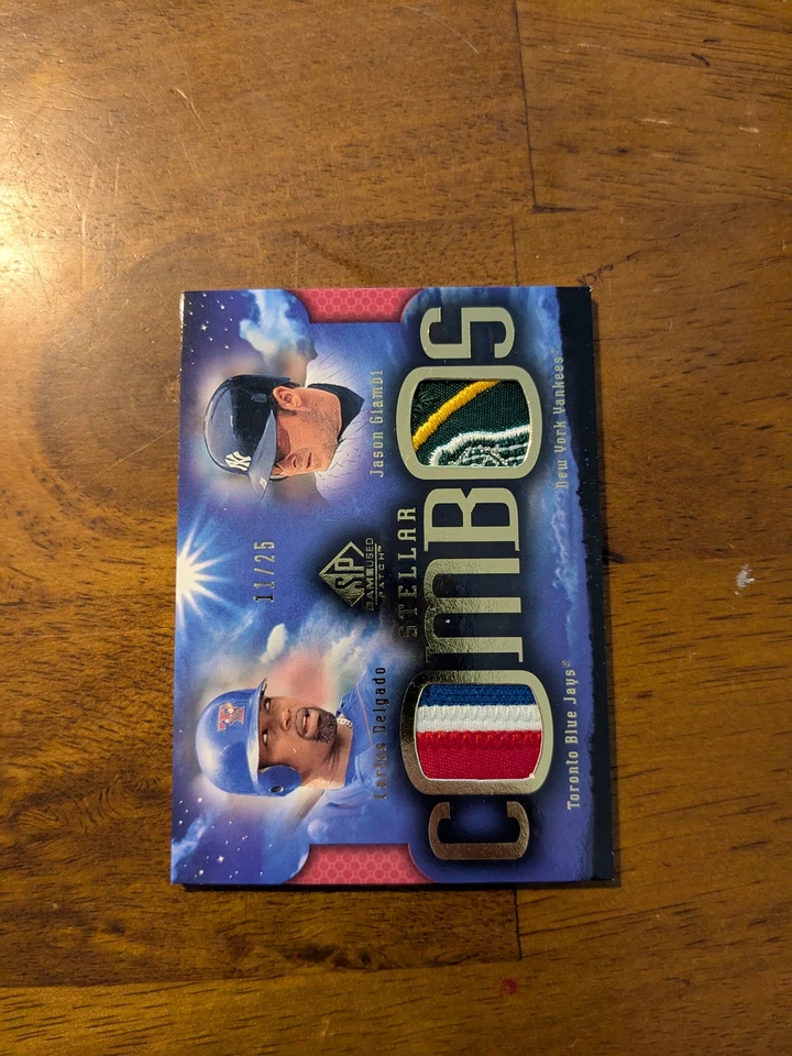 2004 SP Game Used Patch Carlos Delgado / Jason Giambi Stellar Combos Dual #/25 - Image 1 of 2