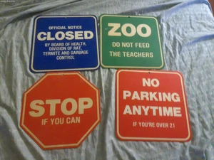 15 9x9 fun signs from the late 1970s -- yield, notice, danger, blasting, etc - Picture 1 of 4