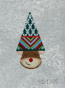 HANDPAINTED NEEDLEPOINT - Reindeer Cone - Rudy - KB-1385 - Picture 1 of 3