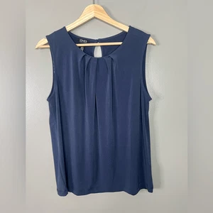 Jones New York navy Blue Sleeveless Blouse large office casual career wear - Picture 1 of 6