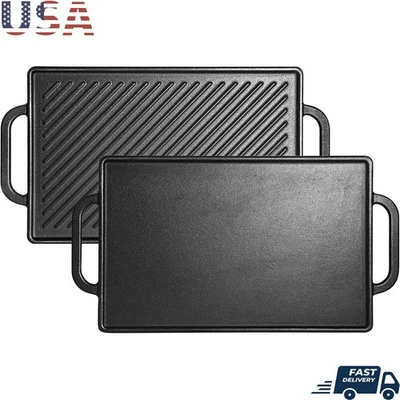 Versatile Reversible Cast Iron Griddle Stovetop Oven Grill Campfire Cooking New - Image 1 of 4