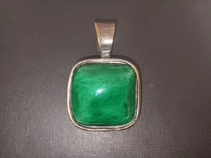 Chunky Vintage Necklace Pendant By Tribu Rigaux Of France Polished Malachite - Picture 1 of 7
