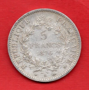 1876 A, FRENCH 5 FRANCS COIN. HERCULES. 900 SILVER. 25g. PARIS MINT. FRANCE. - Picture 1 of 2
