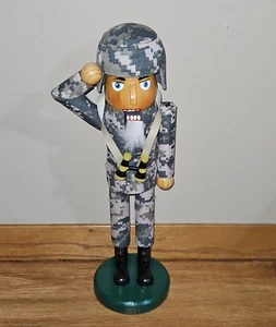 Wood Solider Camo Nutcracker 14" - Picture 1 of 3