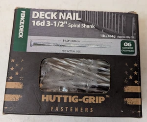 Huttig Grip 16d Fence Deck Nail 3-1/2 in HGN16OGSTDK1 Galvanized 1 lb ~52 Nails - Picture 1 of 4