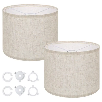 2 Pack Large Drum Lampshade – 13 x 13 x 10 Beige Linen Lamp Shades for Table ... - Image 1 of 4