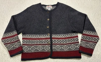 TALLY HO Women’s Size PL Vintage Fair Isle Pattern Wool Button Front Cardigan - Image 1 of 4