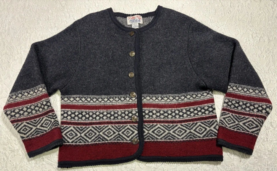 TALLY HO Women’s Size PL Vintage Fair Isle Pattern Wool Button Front Cardigan - Image 1 of 4
