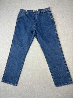Wrangler Authentic Jeans Mens 38x34 Blue Denim Classic Fit Straight Carpenter - Image 1 of 4