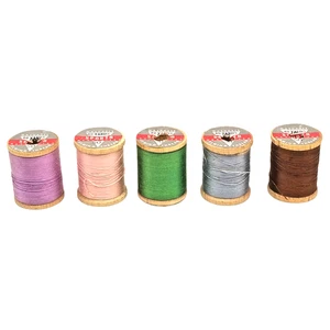 Sewing Thread on Wood Spools Sparta Multi Color Partial Used Lot Of 5 Vintage - Picture 1 of 3