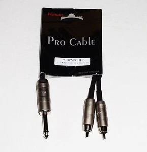 Kirlin 1' Splitter Cable - 24 AWG - 1/4" to 2 RCA Plug - Y-325PR-1 - Picture 1 of 2