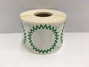 500 Labels 2" Green Border STARBURST Mailing Multipurpose Stickers 1 RL - Picture 1 of 3
